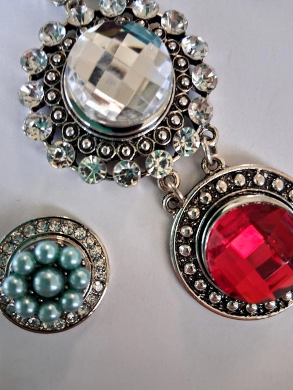 Interchangeable Snap Button Silver-Tone Jewelry Lot